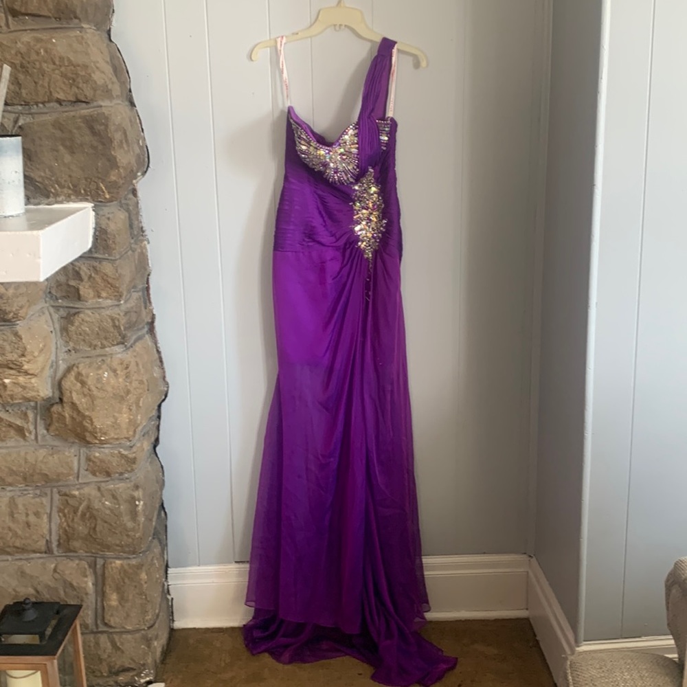 Purple prom dress.